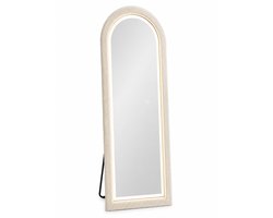Decovibe Staande Spiegel 170x60 cm – Teddy Stoffen Frame – 3 LED Lichtkleuren – Passpiegel & Wandspiegel- Dimbaar - passpiegels met verlichting