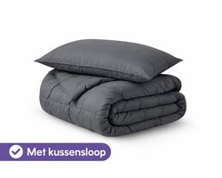 Decoware Dekbed Zonder Overtrek 140x220 cm - Antraciet - Incl. Kussensloop - Wasbaar & Hoesloos - Microvezel - All Season - Eenpersoons