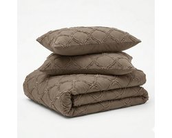 Decoware Dekbed zonder Overtrek 200x200 cm - Easy Tufted Curve Taupe - Hoesloos Dekbed Wasbaar - Incl. Kussensloop - All Season - Tweepersoons