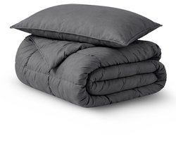 Decoware Dekbed Zonder Overtrek - Antraciet - Microvezel - 400gsm - Wasbaar Dekbed - All Year Winterdekbed & Zomerdekbed - Incl. Kussenslopen - Eenpersoons - 140x220 cm