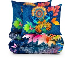 Decoware Dekbed zonder Overtrek - Easy dekbed - Hoesloos Dekbed Wasbaar - Incl. Kussensloop - All Season - Butterfly Kingdom - 140x200