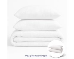 Decoware Dekbed zonder Overtrek - Easy dekbed - Hoesloos Dekbed Wasbaar - Incl. Kussensloop - All Season - Mousseline Wit - 200x200