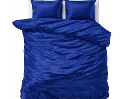 Decoware Dekbedovertrek Glans Satijn 200x220 cm - Blauw - Met Kussensloop - Tweepersoons