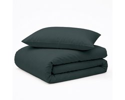 Decoware Dekbedovertrek Uni - Donkergroen - Katoen - Inclusief kussensloop - Eenpersoons - 140x220 + 60x70 cm