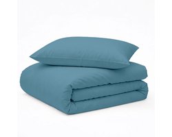 Decoware Junior Dekbedovertrek Uni - Blauw - Katoen - Inclusief kussensloop - Peuterbed - 120x150 + 60x70 cm