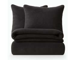 Decoware Teddy Fleece Dekbedovertrek - Antraciet - Lits-jumeaux - 240x220 cm + 2 Kussenslopen 60x70 cm - Dubbelzijdig - Heerlijk Warm
