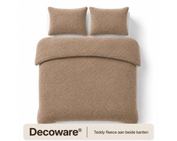 Decoware Teddy Fleece Dekbedovertrek Taupe - 200x220 cm – Dubbelzijdig Teddy – Incl. 2 Kussenslopen 60x70 cm – Extra Warm - Tweepersoons