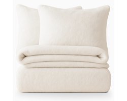 Decoware® Teddy Fleece Dekbedovertrek - Wit - Tweepersoons - 200x220 cm + 2 Kussenslopen 60x70 cm - Dubbelzijdig - Heerlijk Warm