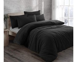 Decoware® Teddy fleece dekbedovertrek - Zwart - 240x220 + 2st 60x70 cm