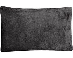 Decoware® Teddy Fleece Kussensloop - Antraciet - 60x70 cm - Per Stuk - Extra Zacht en Warm