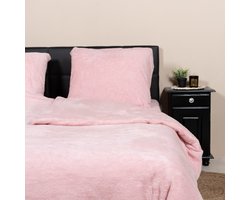 Decoware teddy fleece - kussensloop - roze - per stuk - 60x70 cm