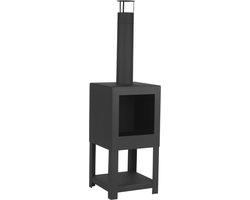 Decoways - Esschert Design Tuinhaard met houtopslag zwart FF410