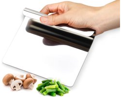 Deegschraper — Multifunctioneel keukenhulpmiddel — Roestvrij staal — Groente-oppakker — Roestvrijstalen keukengerei — Groenteschraper — Schraapgereedschap — Geschikt voor groenten, deeg, enz. — 12 x 14 x 3 cm