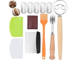 Deegschraper Schraper Set met RVS Deegsnijder Deegmesje Deegsteker en Deense Deegklopper Zuurdesem Brood Insnijden - Deegkwast Zuurdesem Starter set 6 stuks