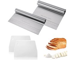 Deegschraper set - roestvrij staal en kunststof - set van 4