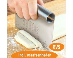 Deegsnijder - Deegschraper - Deegsteker - Deegkrabber - Gladstrijker - Keukenschraper - RVS - inclusief maateenheden