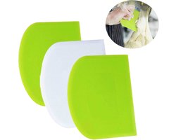 Deegsnijder - Deegschraper - Komschraper - Voedselveilige plastic deegsnijder - Flexibele plastic schraper - Multifunctionele tafelschraper - Multifunctionele voedselschraper - 3 stuks - Keukengereedschap - Groen - Wit - Flexibel