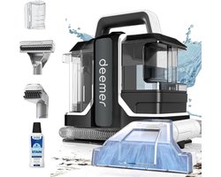 Deemer Tapijtreiniger Vlekkenreiniger Zetelreiniger Machine - Bank & Meubel Reiniger Stofzuiger - Tapijt Apparaat Meubelreiniger - Haarverwijderaar Stofzuiger Voor Dierenharen Reinigen - 750W Krachtige Zuigkracht - Inclusief Reinigingsmiddel