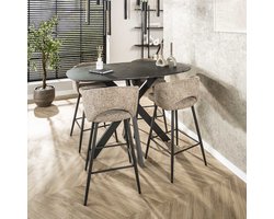 Deens Ovaal Bartafel Iris 140x80 cm Spinpoot Keramiek Look