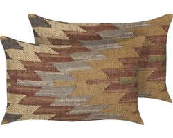 DEEPOR - Sierkussen set van 2 - Multicolor - 30 x 50 cm - Jute