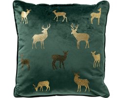 DEER - kussenhoes 45x45 cm - velvet - kerst - Mountain View - groen