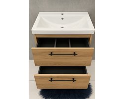Deftrans Cassandra Serie - Badkamermeubel - 50x80 cm - Draaideuren in eiken - Zwart