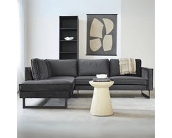 DeGeBe Hoekbank losse kussens antraciet velvet Quinn - links - Velvet - Design - 247 x 195 x 84 cm