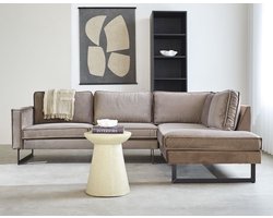 DeGeBe Hoekbank losse kussens champagne taupe velvet Quinn - rechts - Velvet - Industrieel - 247 x 195 x 84 cm