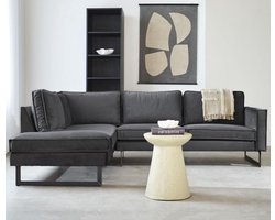 DeGeBe Hoekbank Quinn velvet antraciet links - Velvet - Industrieel - 247 x 195 x 84 cm