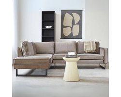 DeGeBe Hoekbank Quinn velvet champagne taupe losse kussens links - Velvet - Industrieel - 247 x 195 x 84 cm