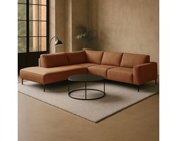 DeGeBe Industriële hoekbank Brisbane cognac links leer - Ecoleer - Industrieel - 275 x 210 x 77 cm