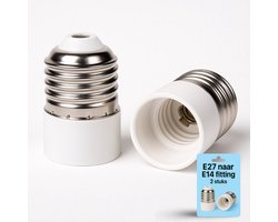 DEGG® - 2x Verloopfitting - Van E27 naar E14 - Adapter - Grote fitting naar kleine fitting - Voor Gloeilampen, Led lampen en Halogeen lampen
