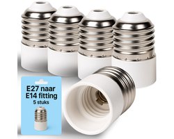 DEGG® - 5 Verloopfittingen - Van E27 naar E14 - Adapter - Grote fitting naar kleine fitting - Voor Gloeilampen, Led lampen en Halogeen lampen - voordeelverpakking