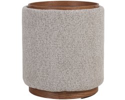 DÉJA Living Bijzettafel Marcia – Rond – Met Opbergruimte – Essen Fineer – 40x40x44 cm – Taupe/Walnoot