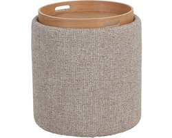 DÉJA Living Bijzettafel Zara - Taupe/Naturel Rond met Opbergruimte - 40cm