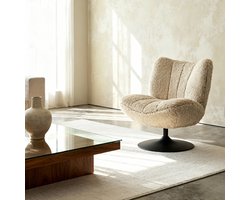 DÉJA Living Draaifauteuil Morten - Taupe Fluffy/Zwart - 70x78x82cm
