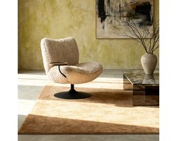 DÉJA Living Draaifauteuil Morten - Taupe Fluffy/Zwart - Incl. Tafeltje