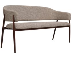 DÉJA Living Eetkamerbank Dénia - Taupe/Walnoot - 160x60x82 cm - Mid Century