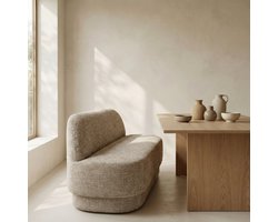 DÉJA Living Eetkamerbank Moose Taupe - 160 cm - Stof - Japandi