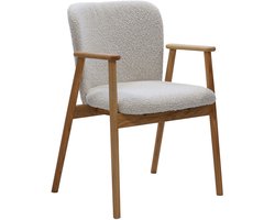 DÉJA Living Eetkamerstoel Lena - Eikenhout/Polyester - Beige - Set van 2