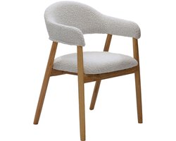 DÉJA Living Eetkamerstoel Noémi - Eikenhout/Polyester - Beige - Set van 2