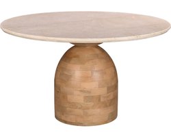 DÉJA Living Eettafel Miro Rond - Marmer/Hout - Naturel - 130x130x75cm