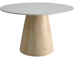 DÉJA Living Eettafel Sara Rond - Terrazzo/Hout - Naturel - 120x120x76cm