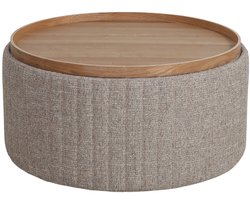 DÉJA Living Salontafel Angela - Taupe/Naturel - Ø80cm - Incl. Opbergruimte
