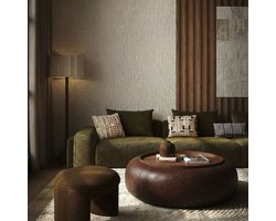 DÉJA Living Salontafel Draby - Donkerbruin/Walnoot - PU Leer - Ø102x34cm