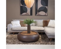 DÉJA Living Salontafel Draby - Donkerbruin/Walnoot - PU Leer - Ø102x34cm