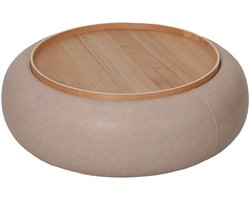 DÉJA Living Salontafel Draby - Taupe/Naturel - Met Opbergruimte - Ø102cm