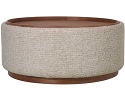 DÉJA Living Salontafel Marcia – Rond – Met Opbergruimte – Essen Fineer – 55x55x42 cm – Taupe/Walnoot