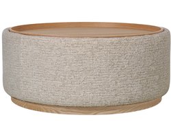 DÉJA Living Salontafel Marcia – Rond – Met Opbergruimte – Essen Fineer – 83x83x40 cm – Taupe/Naturel