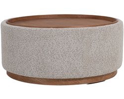 DÉJA Living Salontafel Marcia – Rond – Met Opbergruimte – Essen Fineer – 83x83x40 cm – Taupe/Walnoot